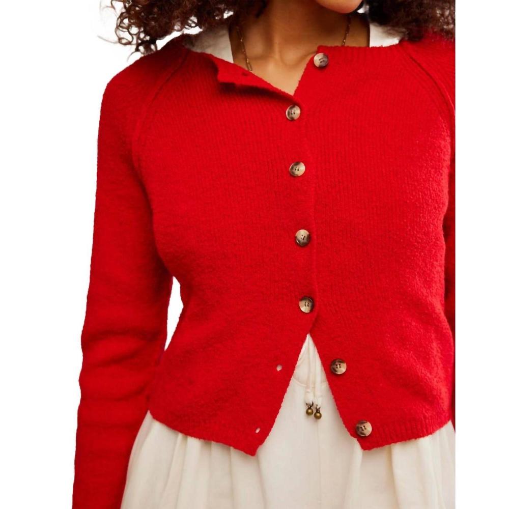 NEW FREE PEOPLE sydney shrunken cardi in atlas red - Picture 3 of 3